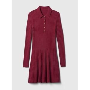 Gap Womens Long Sleeve Polo Sweater Dress Medium Beet Red Preppy 2024 Style